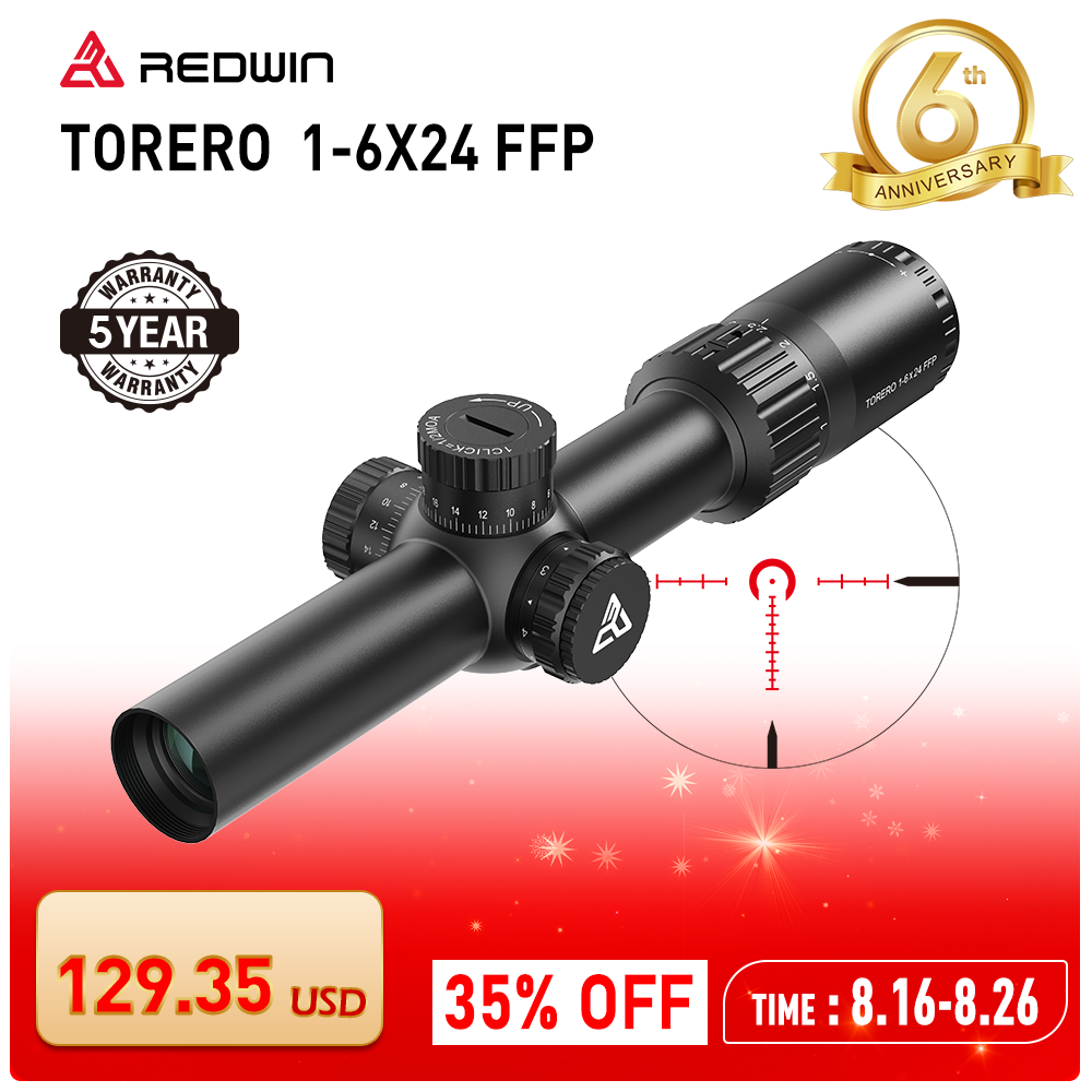 Red Win True 1x 30mm 1/2 MOA Turret Zero Lock 6 Level Red